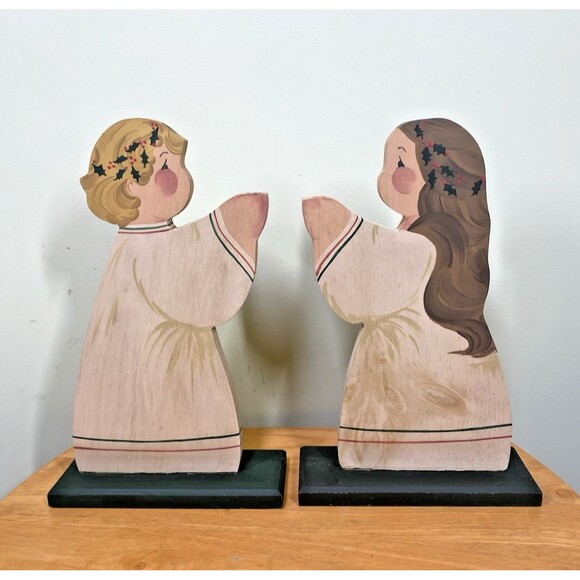 Christmas Angel Candle Holder - Handmade /Hand Painted - Taper - VTG Wooden 1983